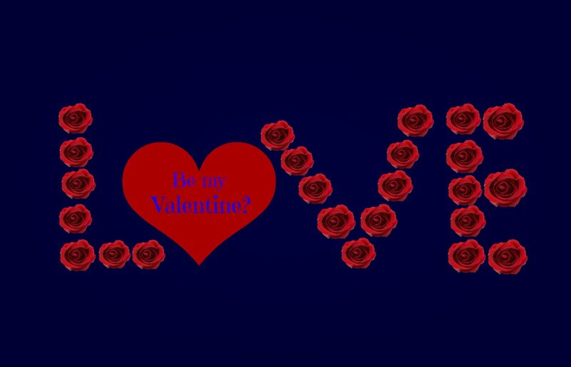 Red Roses and Heart — Romantic, Digital Art, Text
