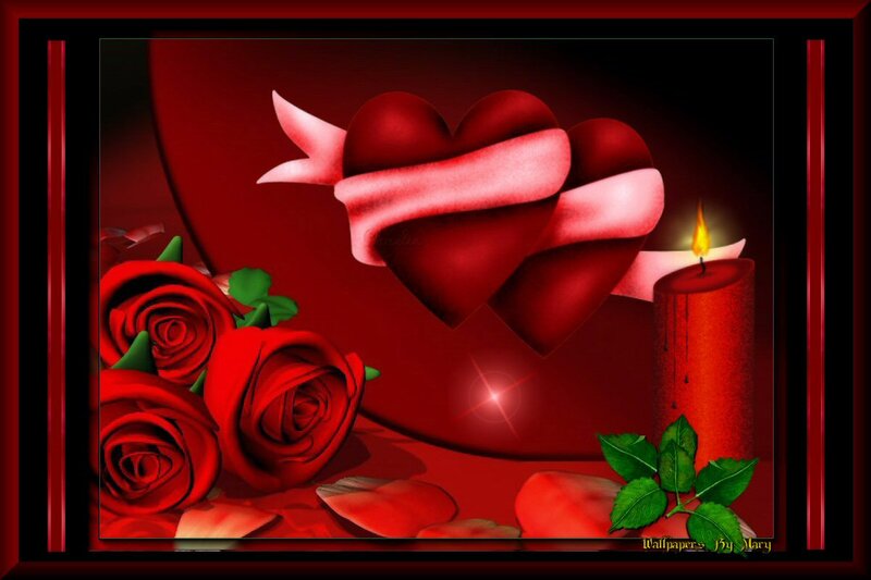 Red Roses and Heart — Romantic, Night