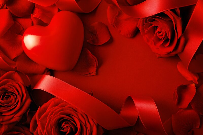 Red Roses and Heart — Romantic, Photograph, Petals