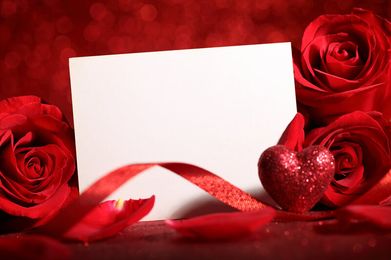 Red Roses and Heart — Romantic, Photograph, Rose
