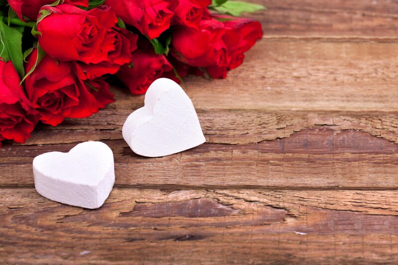 Red Roses and Heart Shapes