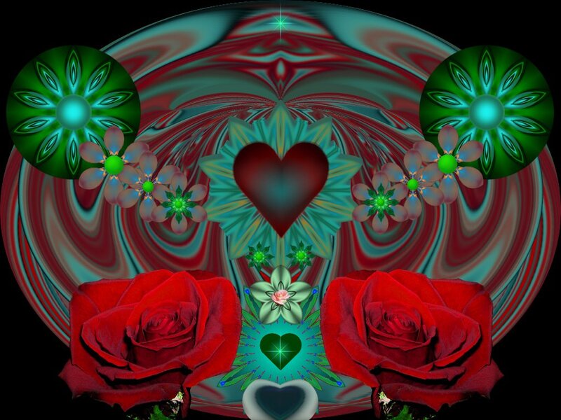 Red Roses and Heart — Symmetrical