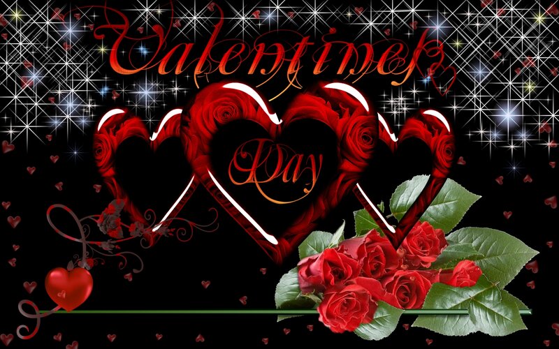 Red Roses and Hearts — Black, Romantic, Night