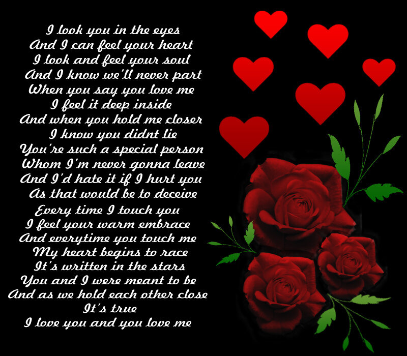 Red Roses and Hearts — Black