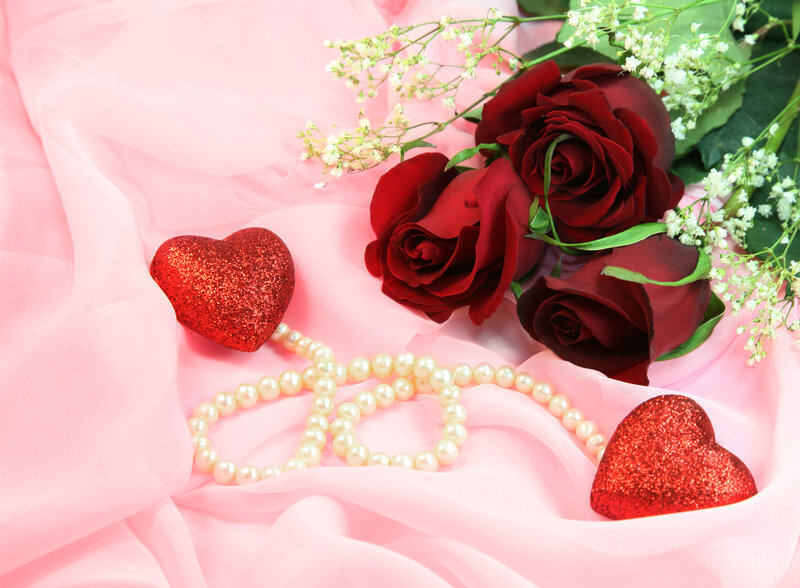 Red Roses and Hearts — Pink, Romantic