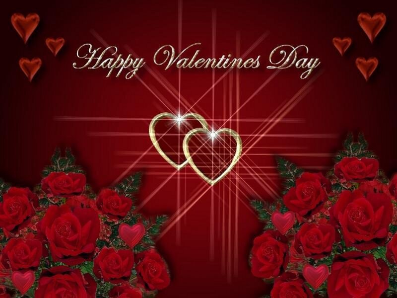 Red Roses and Hearts — Romantic, Digital Art, Text, Sparkles