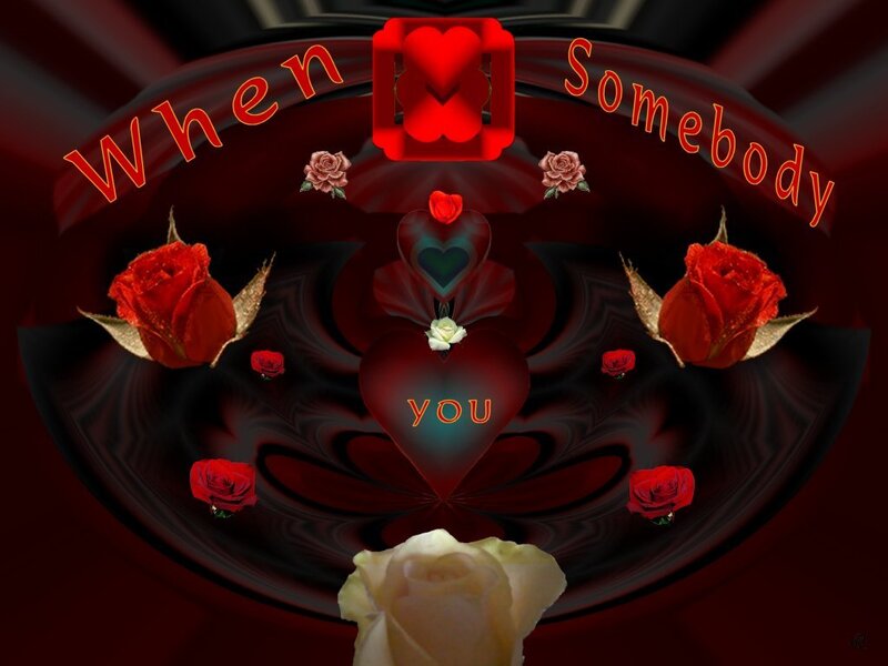 Red Roses and Hearts — Romantic, Digital Art, Text
