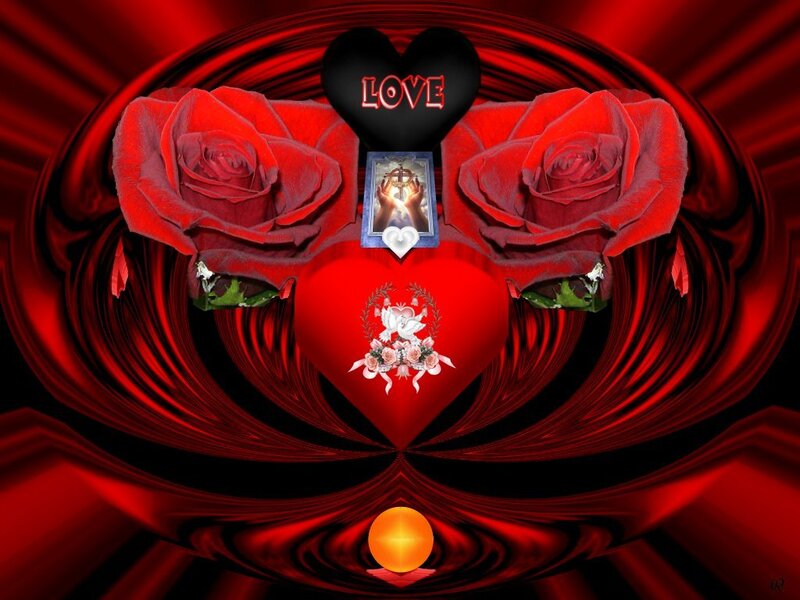 Red roses and love heart