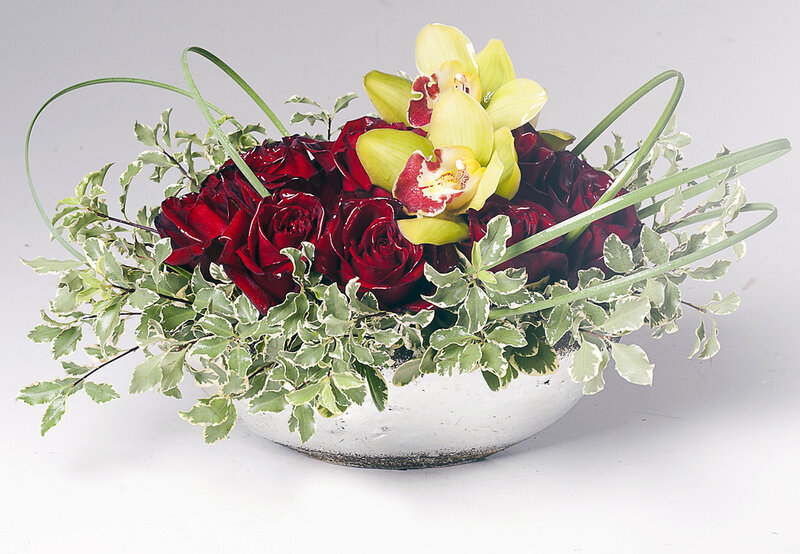 Red Roses and Orchids