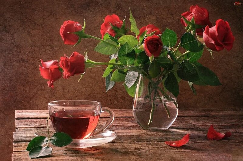 Red Roses and Tea Cup