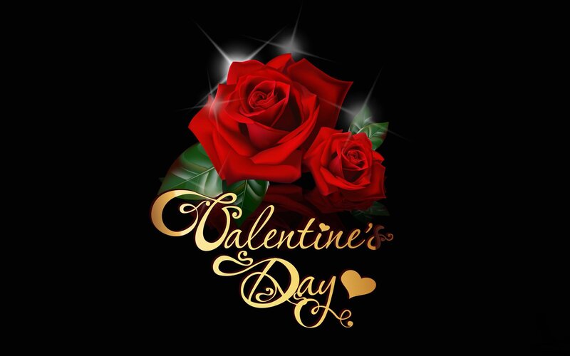 Red Roses and Text — Black, Romantic