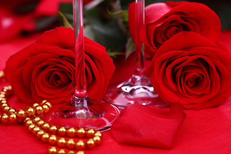 Red Roses and Wine Glasses — Romantic