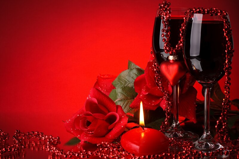 Red Roses and Wine Glasses