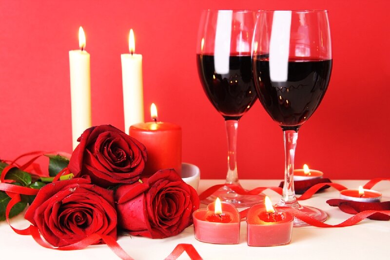 Red Roses and Wine — Romantic, Night