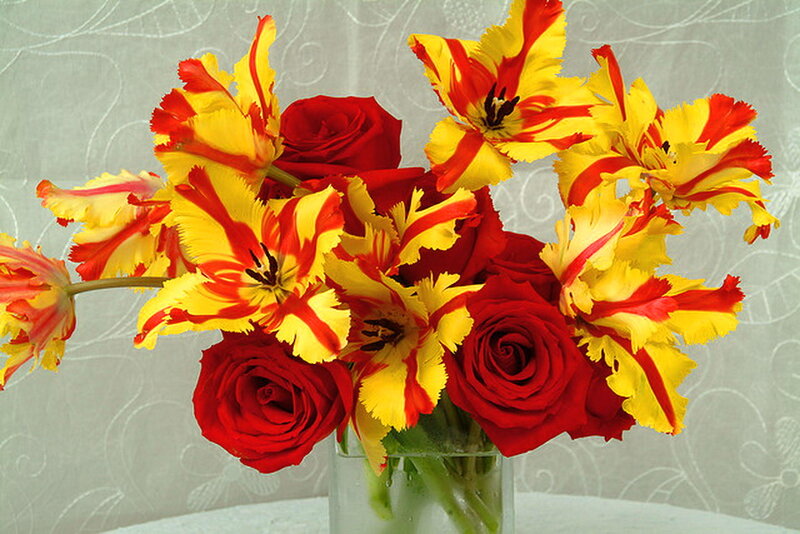 Red Roses and Yellow Tulips
