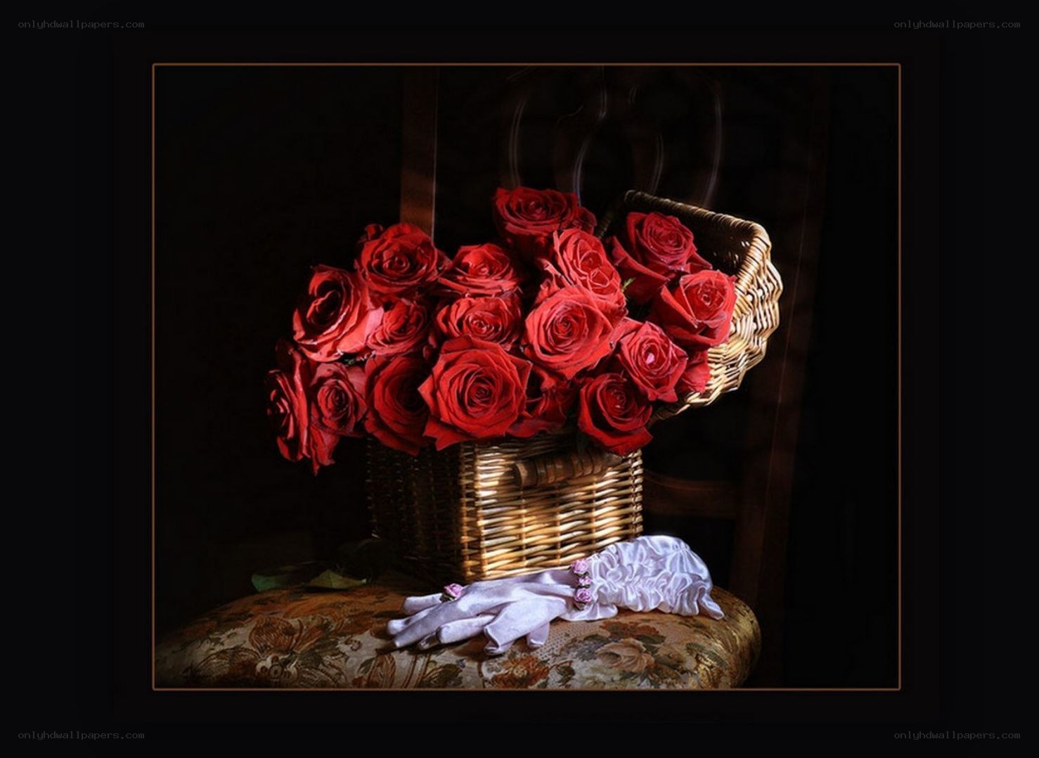 Red roses in a basket