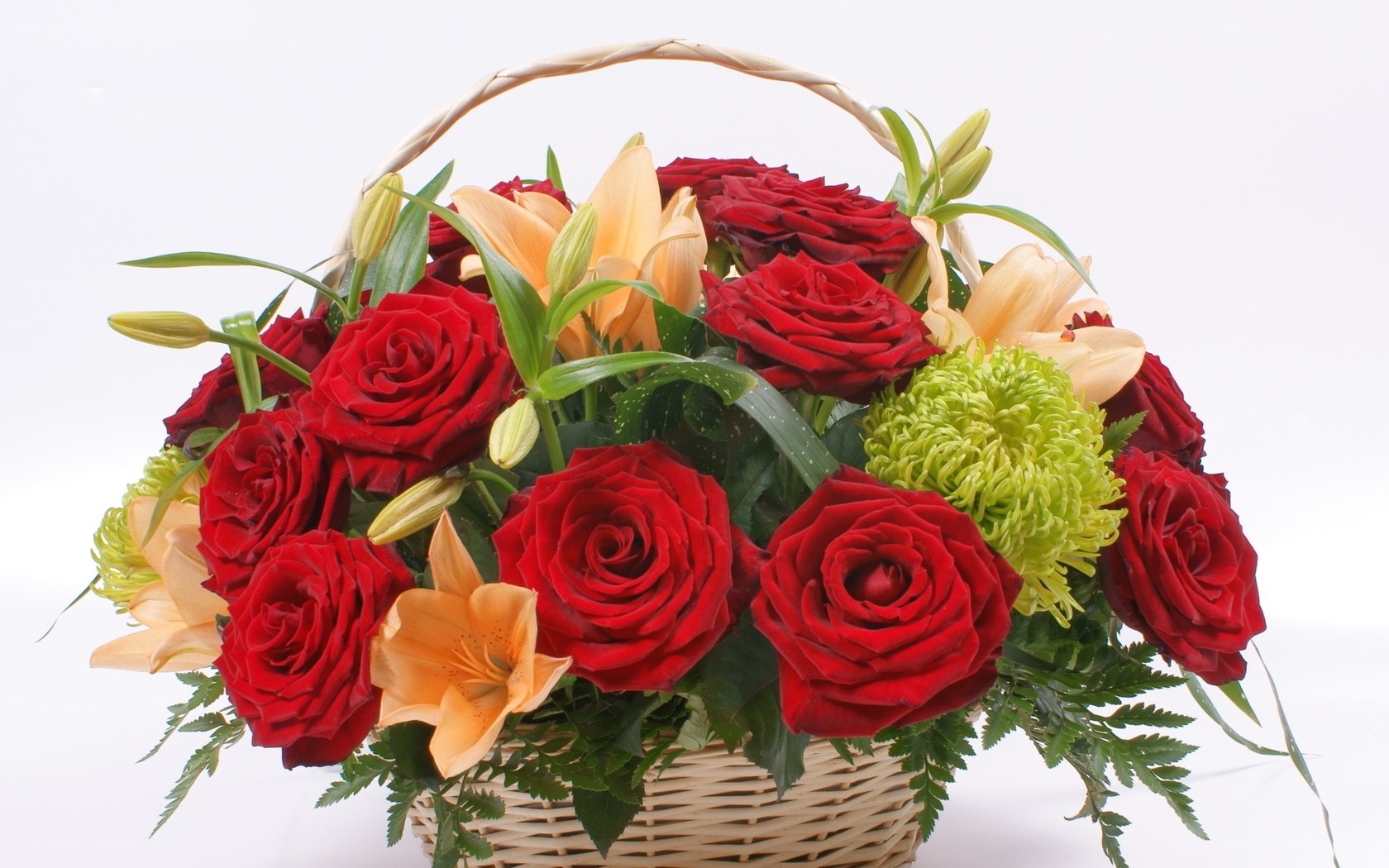 Red roses in a basket