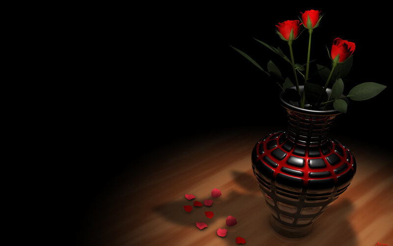 Red roses in a vase