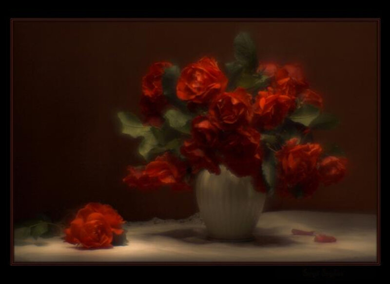 Red Roses in a Vase — Dramatic
