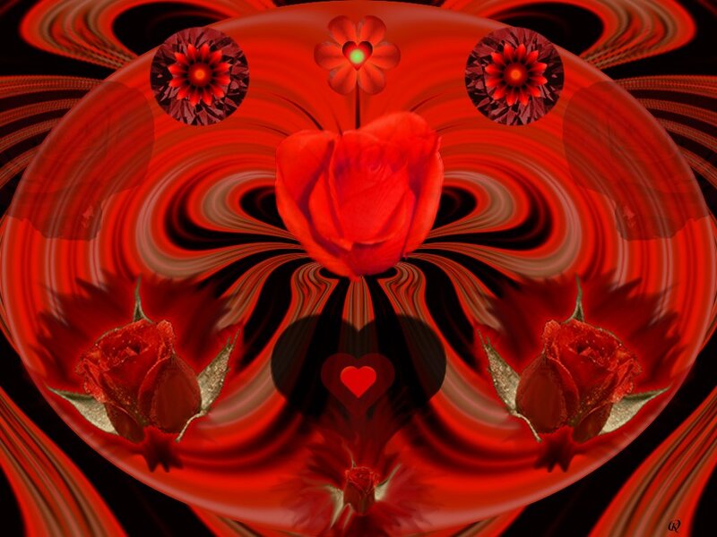Red Roses in Abstract Design