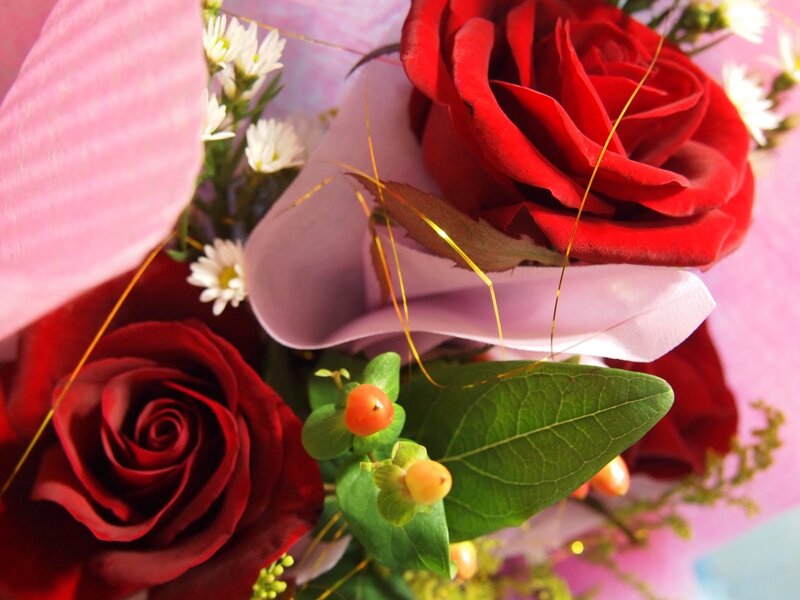 Red Roses in Bouquet — Romantic
