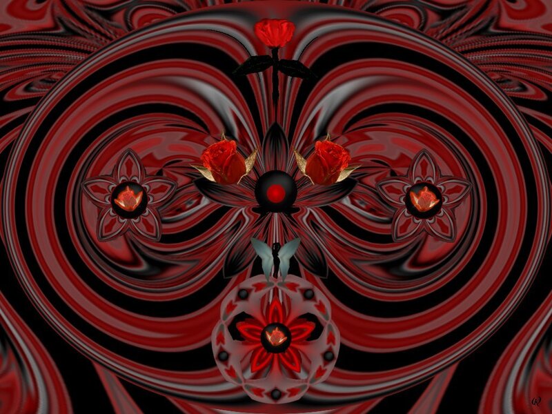 Red Roses in Fractal Pattern