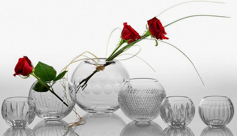 Red Roses in Glass Vases
