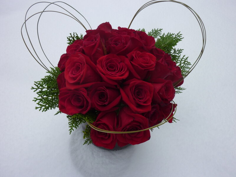 Red Roses in Heart Arrangement — Romantic