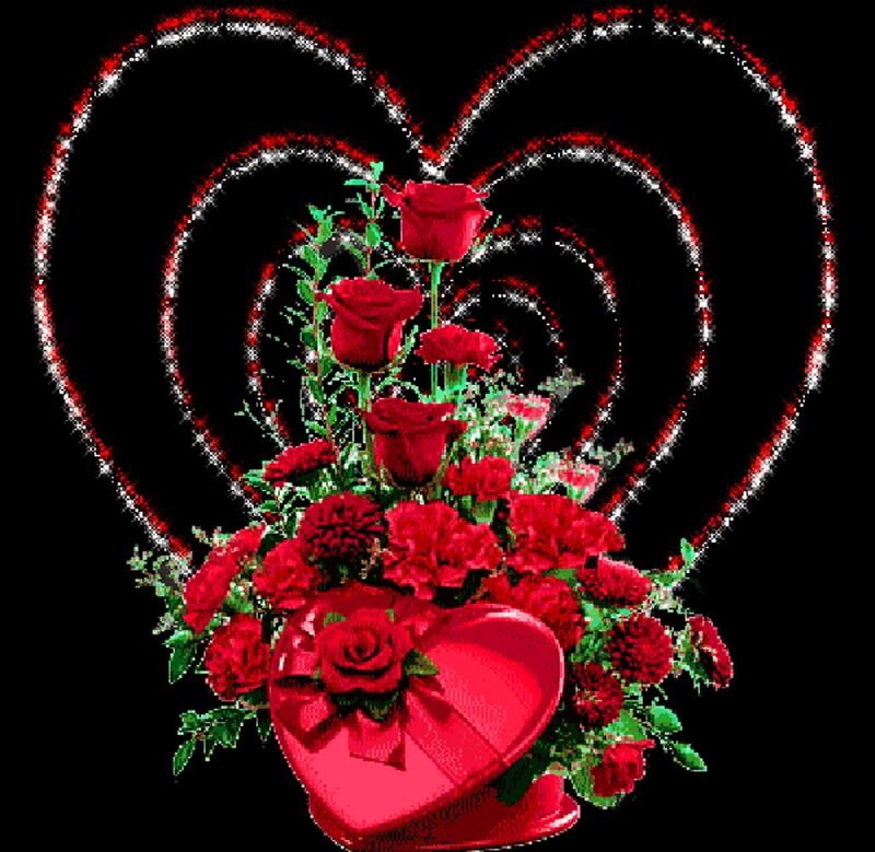 Red Roses in Heart Box — Romantic, Digital Art