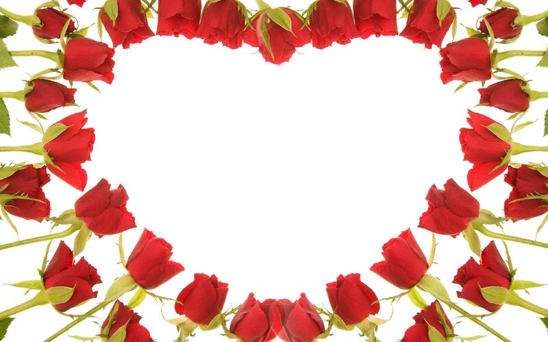 red roses in heart shape