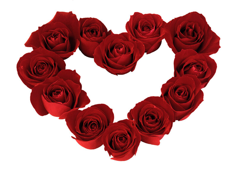 red roses in heart shape