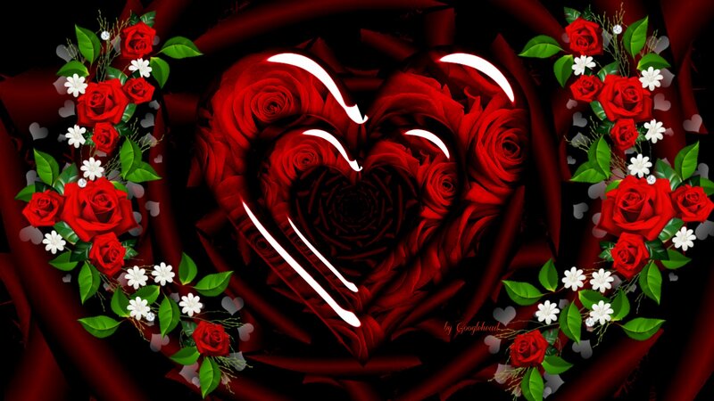 Red Roses in Heart Shape — Romantic, Digital Art, Flowers