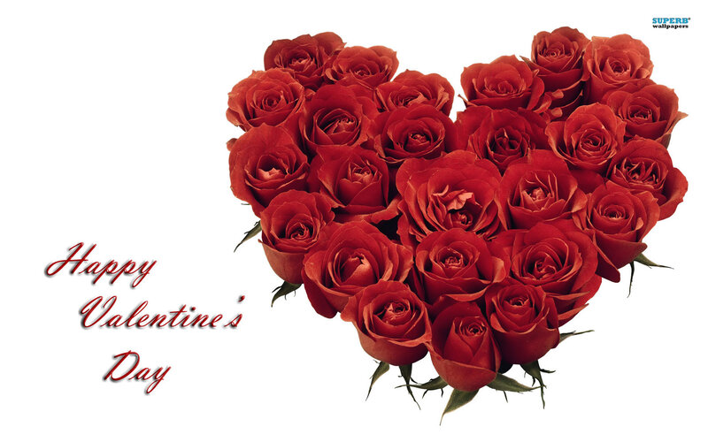Red Roses in Heart Shape — Romantic, Photograph, Text