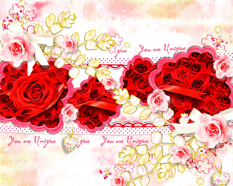 Red Roses in Heart Shapes