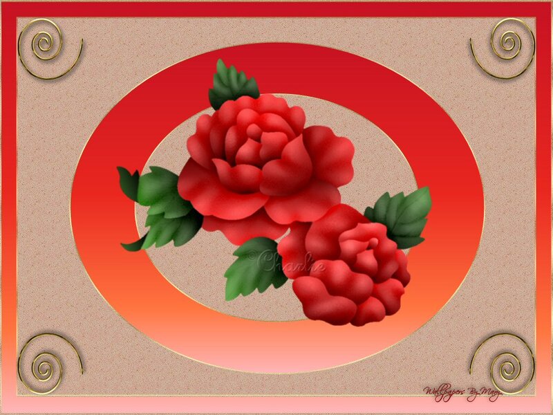 Red Roses in Oval Frame