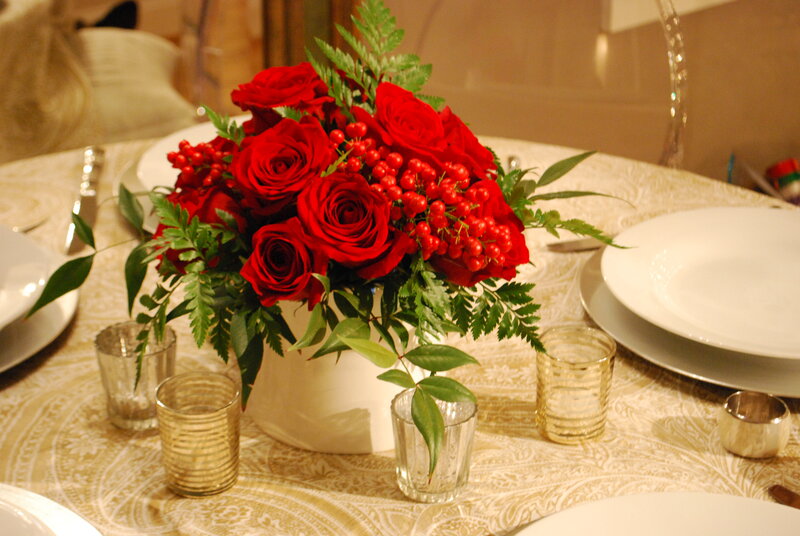 Red Roses in Vase — Elegant, Night