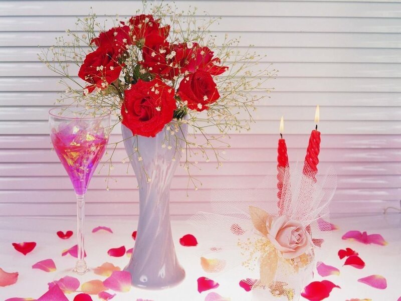 Red Roses in Vase — Romantic, Photograph