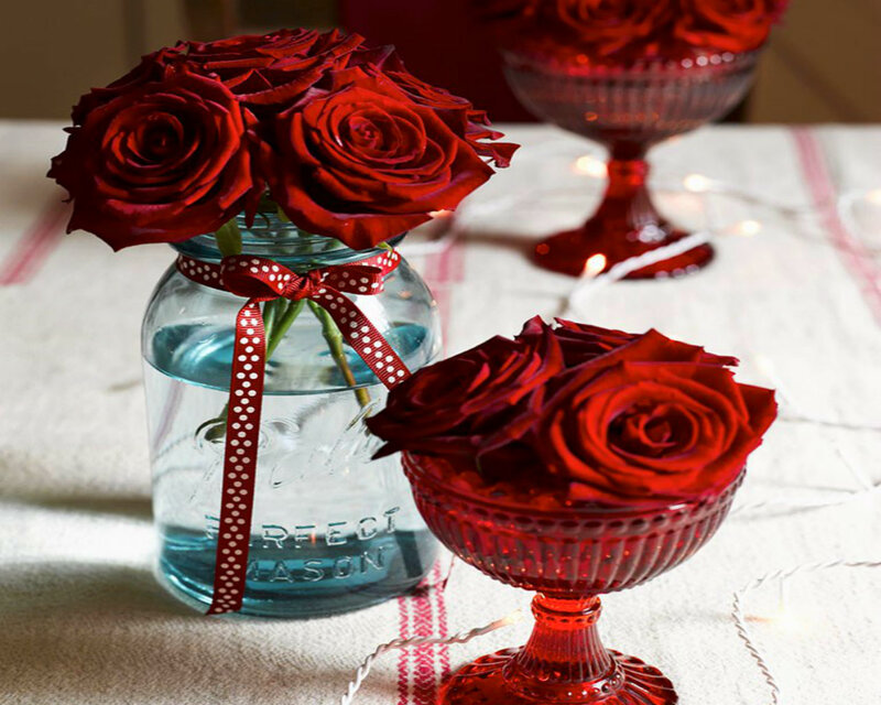 Red Roses in Vases — Romantic