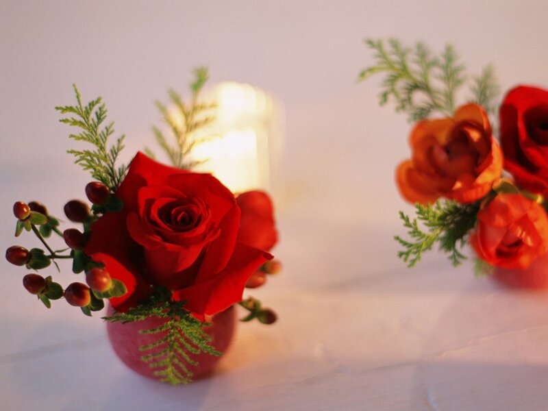Red Roses in Vases — Warm