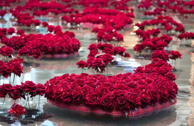 Red Roses in Water — Serene