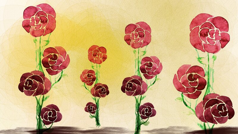 Red Roses in Watercolor