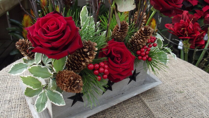 Red Roses in Wooden Box