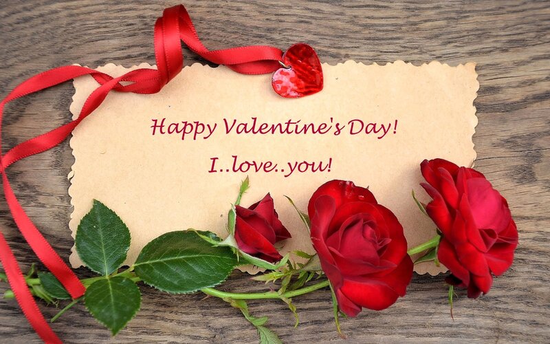 Red Roses on Card — Romantic
