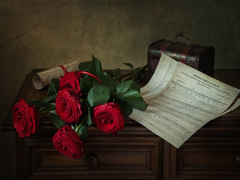 Red Roses on Chest