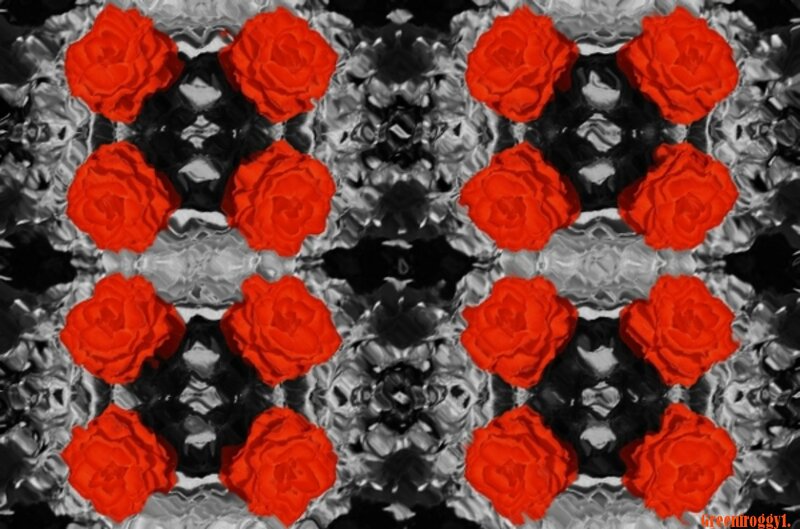 Red Roses on Patterned Background — Abstract