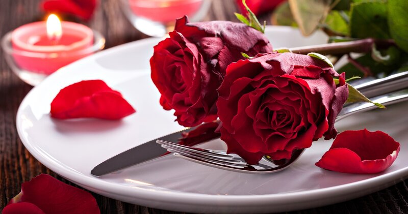 Red Roses on Plate — Romantic