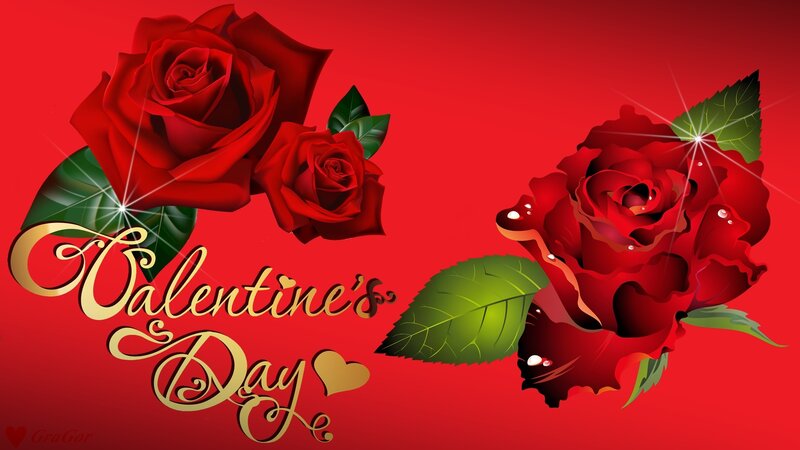 Red Roses on Red Background — Romantic, Digital Art