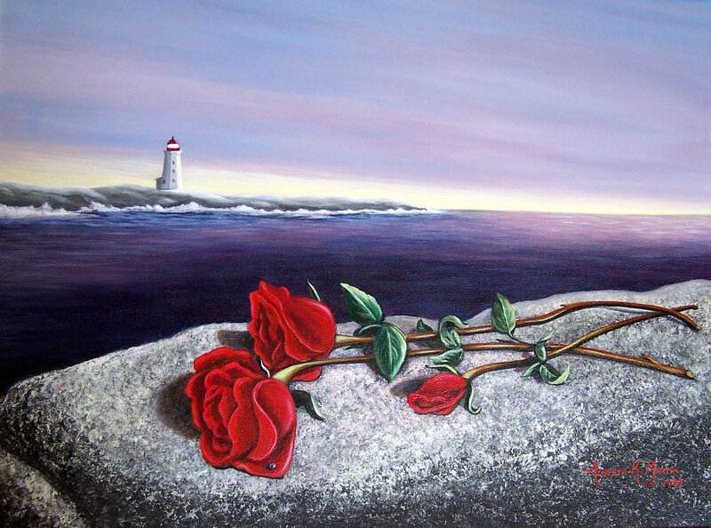 Red Roses on Rock