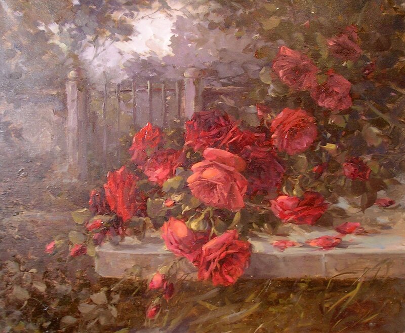 Red Roses on Stone — Serene