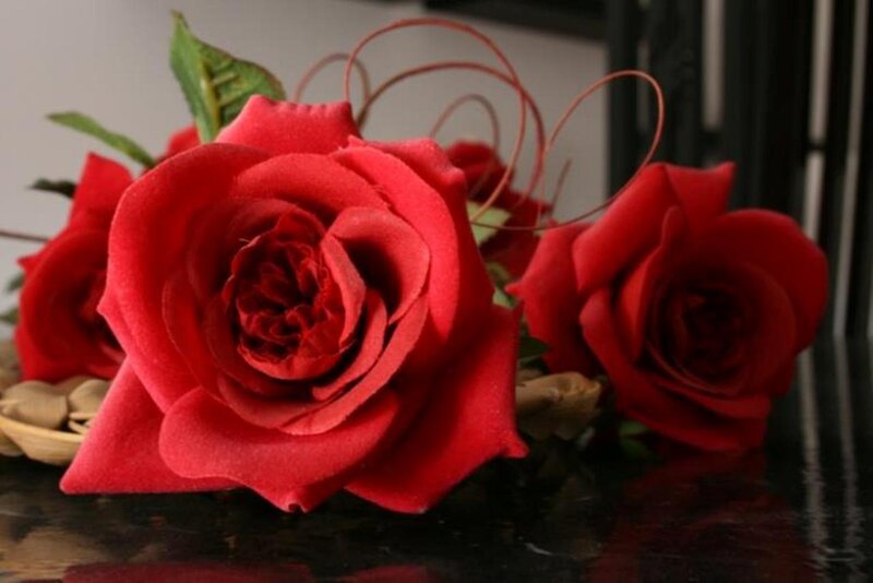 Red Roses on Table — Calm